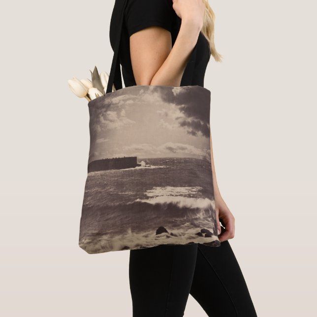 Dark Coast Ocean Night View  Tote Bag (Close Up)