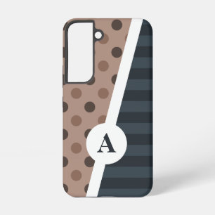 Dark Cocoa Polka Dot and Stripe Pattern Samsung Galaxy Case