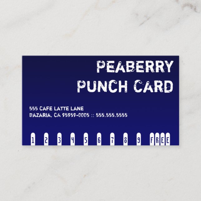 Dark Coffee Drink Punchcard Loyalty Card (Front)