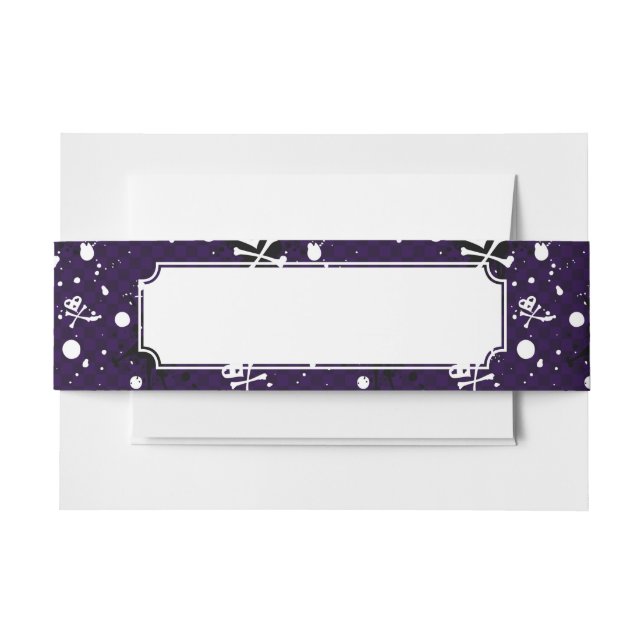 Dark Colour Emo Pattern With Paint Invitation Belly Band (Front Example)