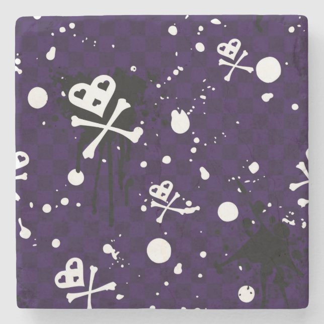Dark Colour Emo Pattern With Paint Stone Coaster (Front)