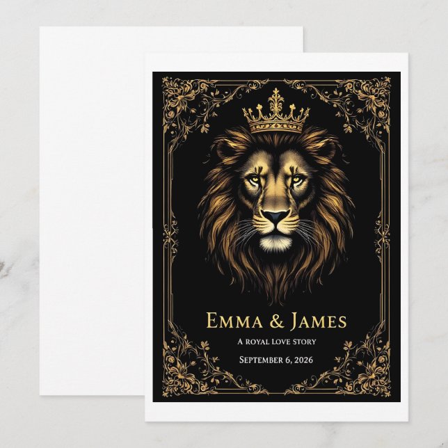Dark [Colour] Lion Wedding Welcome Poster Royal Go Invitation (Front/Back)