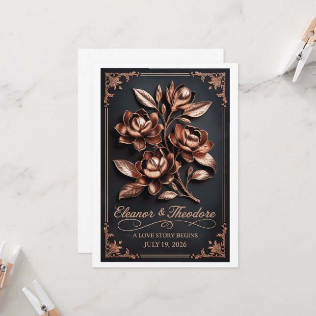 Dark [Colour] Wedding Welcome Poster Sign Romantic Invitation (Front/Back In Situ)