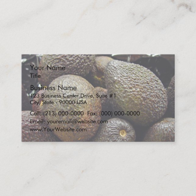 Dark-coloured avocado fruit business card (Front)