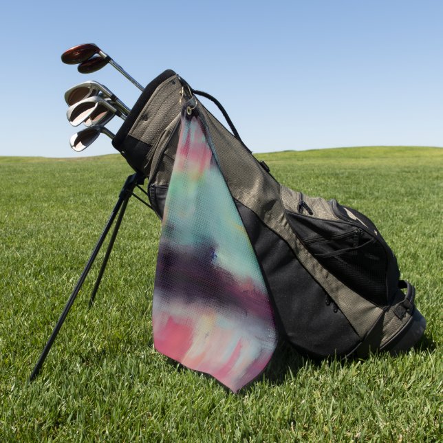 Dark colourful abstract blend  golf towel (Green)