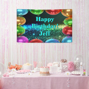 Dark Colourful Balloons Happy Birthday custom Viny Banner