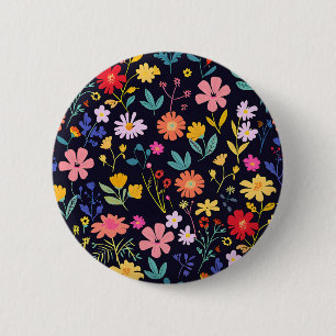Dark Colourful Ditsy Floral Bohemian Pattern 6 Cm Round Badge