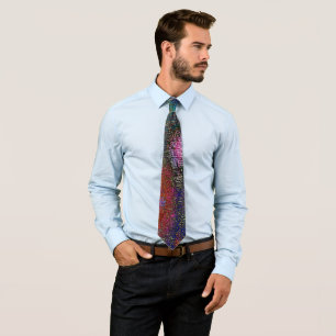 Dark colourful grainy texture in scraped ink paint tie