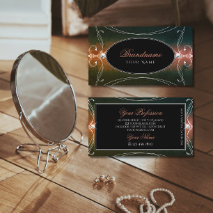 Dark Colourful Ornate Sparkling Diamonds Ornamenta Business Card