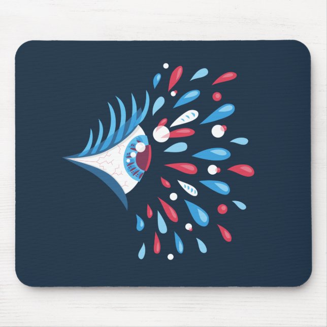 Dark Colourful Splash Psychedelic Eye Mouse Pad (Front)