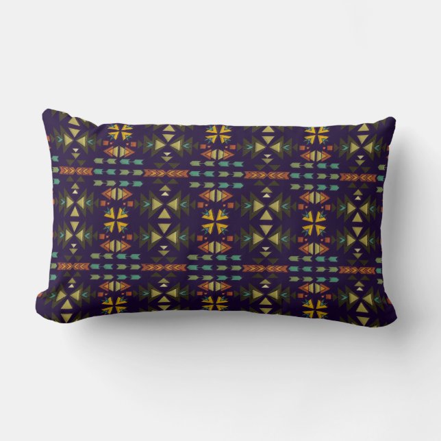Dark Colours Southwestern Style Lumbar Cushion (Front)