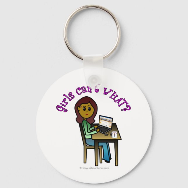 Dark Computer Girl Key Ring (Front)