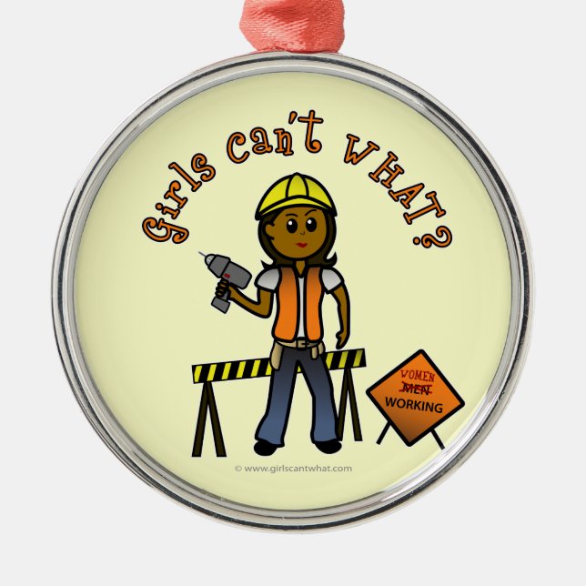 Dark Construction Girl Metal Tree Decoration (Front)