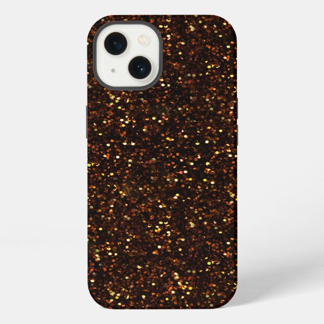 Dark Copper Bronze Orange Glitter iPhone Case (Back)