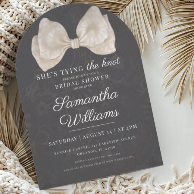 Dark Coquette Lace Bow Bridal Shower Invitation (Creator Uploaded)