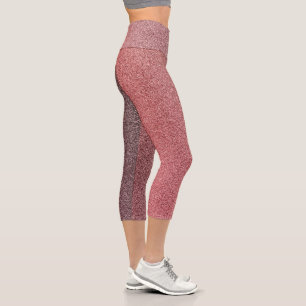 Dark Coral Gradient Glitters Capri Leggings