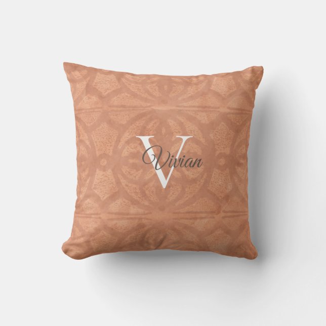 Dark Coral Throw Pillow (Front)