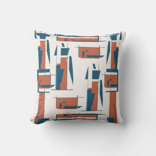 Dark Coral Turquoise Vertical Abstract Dancer Look Cushion