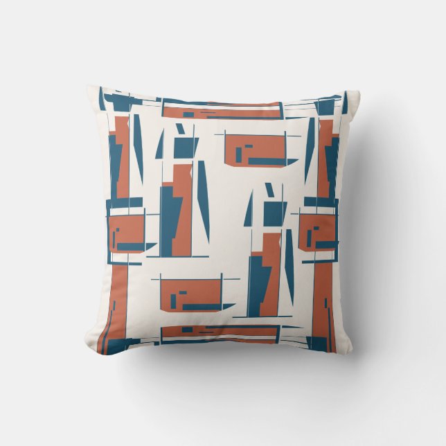 Dark Coral Turquoise Vertical Abstract Dancer Look Cushion (Front)