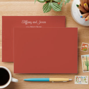 Dark Coral Vertical Photo Wedding Envelope