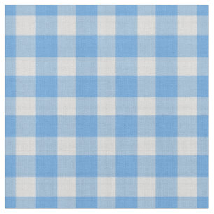 Dark Cornflower Blue and White Checkered Plaid Fabric