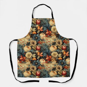 Dark Cottagecore Autumn Pumpkin Floral Apron