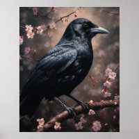 Dark Cottagecore Black Crow Art Print Poster