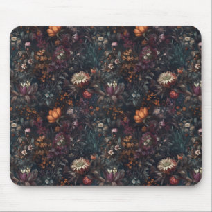 Dark Cottagecore Boho Wildflower Garden Mouse Pad