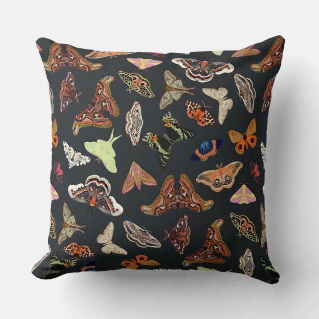 Dark Cottagecore Moths Cushion (Front)