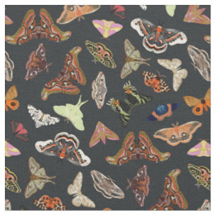 Dark Cottagecore Moths Nature Fabric