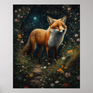 Dark Cottagecore Red Fox Art Print Poster