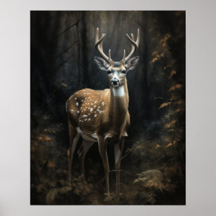 Dark Cottagecore Whitetail Deer Art Print Poster