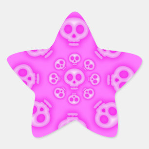 Dark Cotton Candy Pink Skull Star sticker