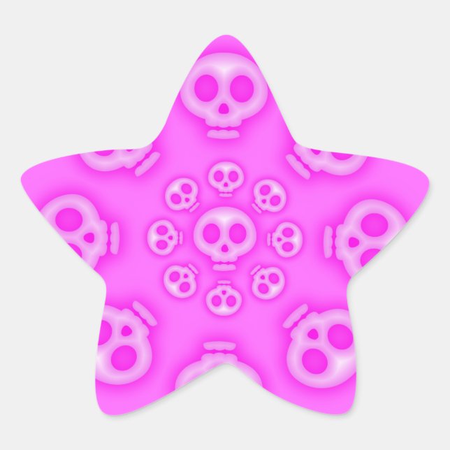 Dark Cotton Candy Pink Skull Star sticker (Front)