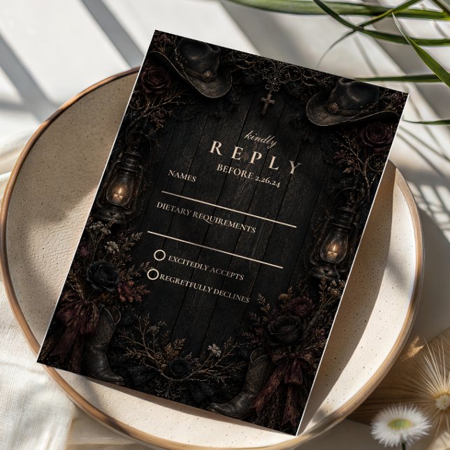 Dark Country Goth Wedding RSVP Card (Creator Uploaded)