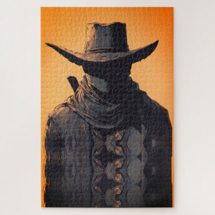 Dark Cowboy Outlaw Wall Art Print Jigsaw Puzzle