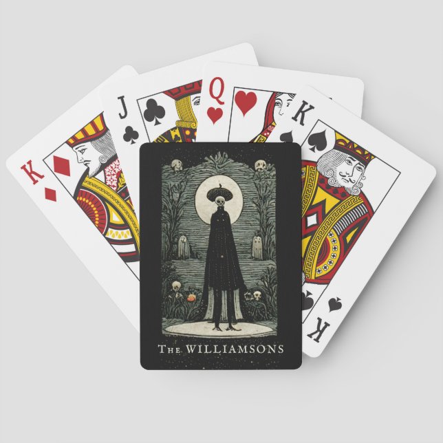 Dark Creepy Vintage Halloween Tarot Inspired Playing Cards (Back)