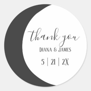 Dark Crescent Moon Wicca Handfasting Thank You Classic Round Sticker