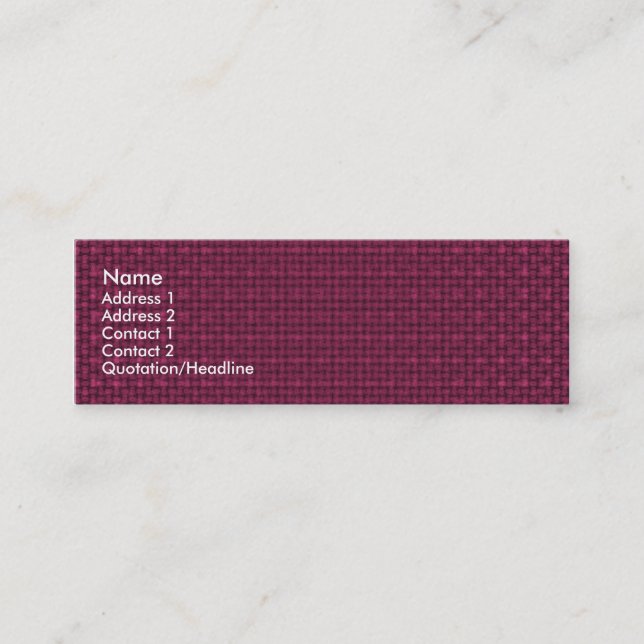 Dark Crimson Fabric Texture Mini Business Card (Front)