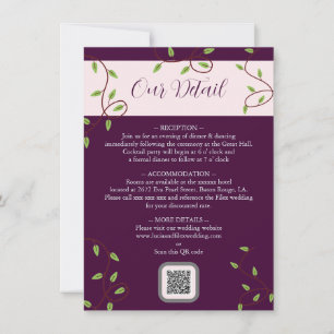 Dark Crimson Into The Forest Wedding Detail Card
