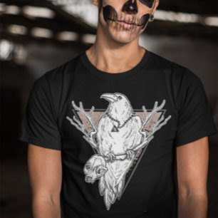 Dark Crow With Illuminati Chain - Halloween T-Shirt