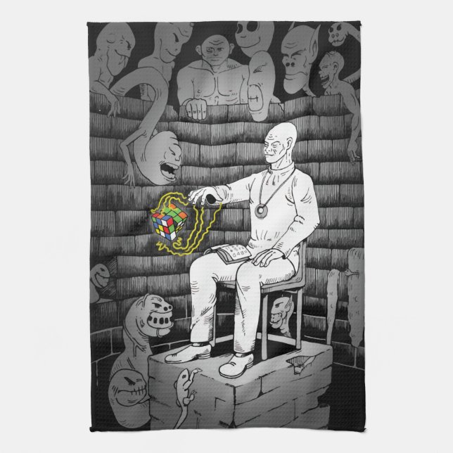 Dark Cube Magic Tea Towel (Vertical)