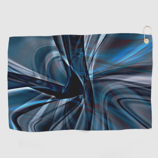 Dark curved polished overlapping twisted strokes   golf towel (Horizontal)