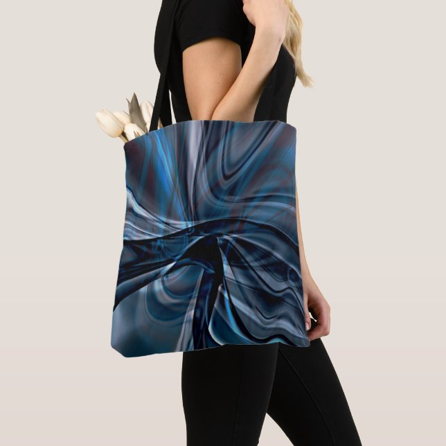 Dark curved polished overlapping twisted strokes   tote bag (Close Up)