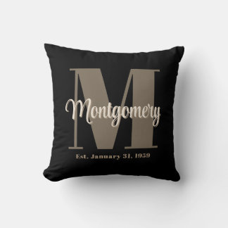 Dark Custom Family Name Anniversary Gift Cushion