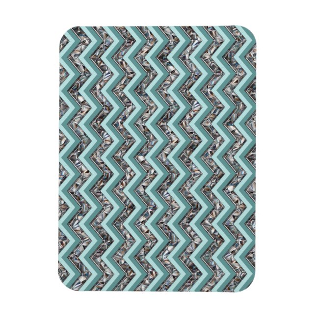 Dark Cut Glass and Teal Zigzag Magnet (Vertical)