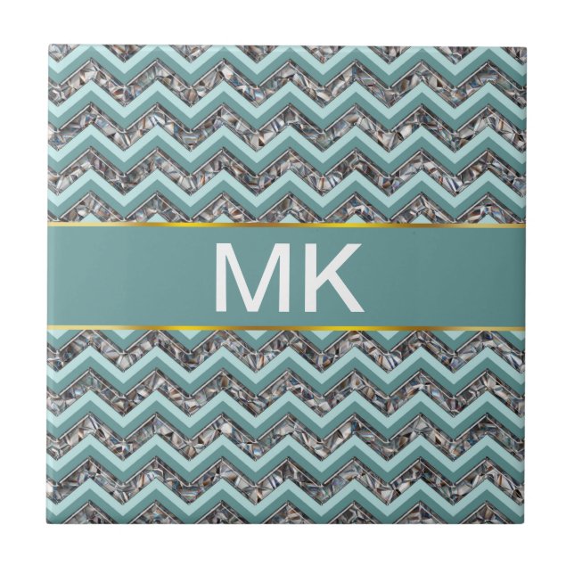 Dark Cut Glass and Teal Zigzag Tile (Front)