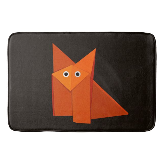 Dark Cute Origami Fox Bath Mat (Front)