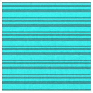 Dark Cyan and Aqua Stripes Pattern Fabric