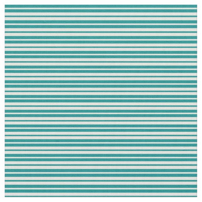 Dark Cyan and Beige Coloured Pattern of Stripes Fabric (Close Up)